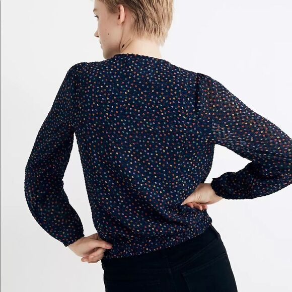 Madewell Wrap Top in Sugar Dot - Picture 3 of 7